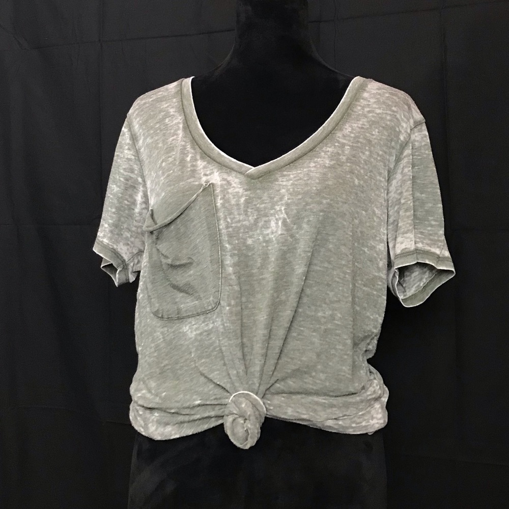 Sage green v-neck top